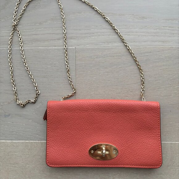 BNWT Mulberry Bayswater Clutch Wallet on Chain in Burnt Peach - Picture 1 of 8